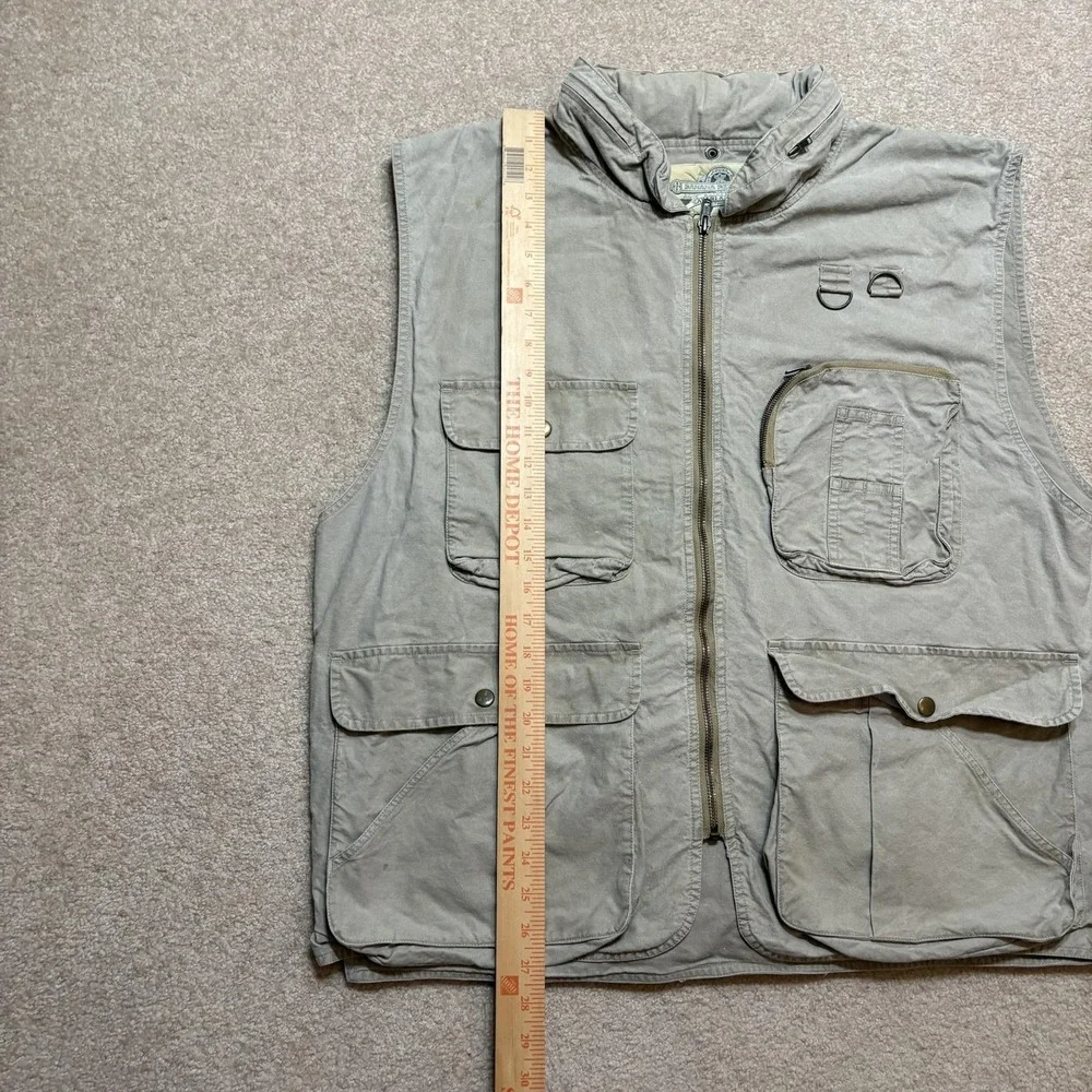 Vtg Banana Republic Safari Vest Mens XL Gray Cotton Utility Outdoor Travel 80s